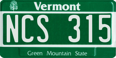 VT license plate NCS315