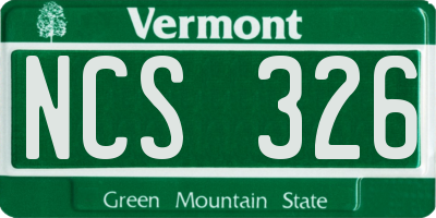 VT license plate NCS326