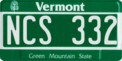 VT license plate NCS332