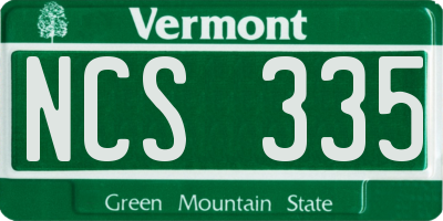 VT license plate NCS335