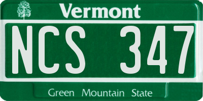 VT license plate NCS347