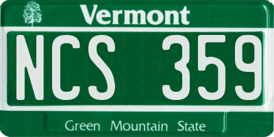 VT license plate NCS359