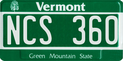 VT license plate NCS360