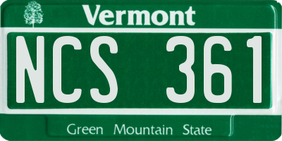 VT license plate NCS361