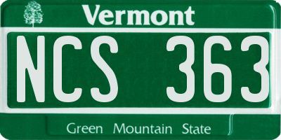 VT license plate NCS363
