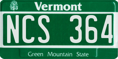 VT license plate NCS364
