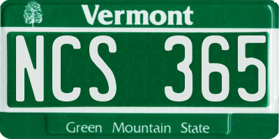 VT license plate NCS365
