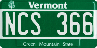 VT license plate NCS366