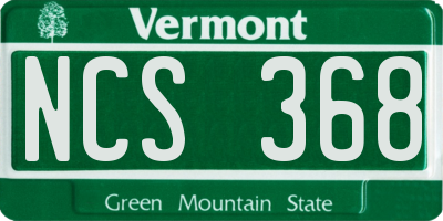 VT license plate NCS368