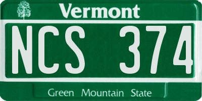 VT license plate NCS374