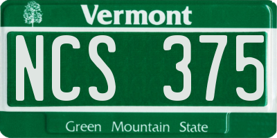 VT license plate NCS375