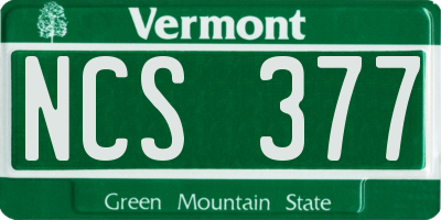 VT license plate NCS377