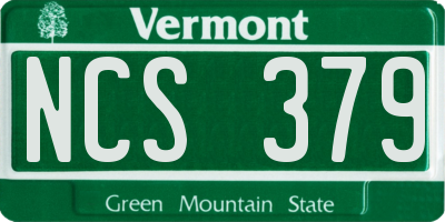 VT license plate NCS379