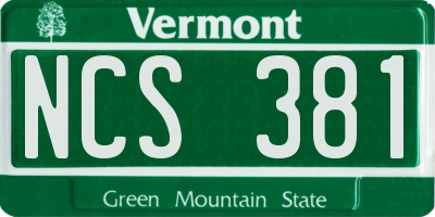 VT license plate NCS381