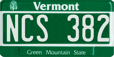 VT license plate NCS382