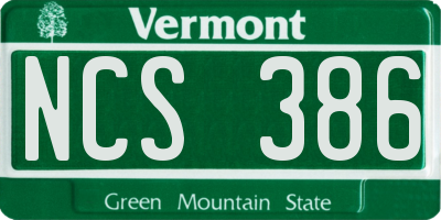 VT license plate NCS386