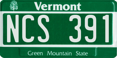 VT license plate NCS391