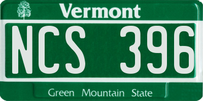VT license plate NCS396