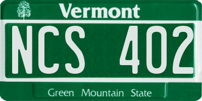 VT license plate NCS402