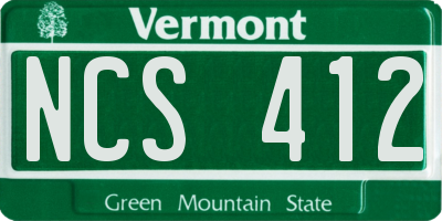 VT license plate NCS412
