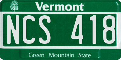 VT license plate NCS418