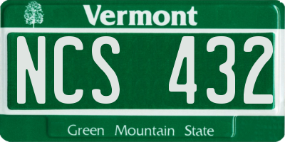 VT license plate NCS432