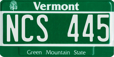 VT license plate NCS445