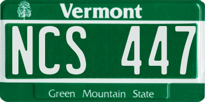 VT license plate NCS447