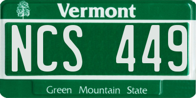 VT license plate NCS449