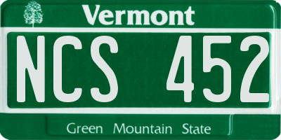 VT license plate NCS452
