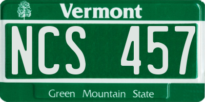 VT license plate NCS457