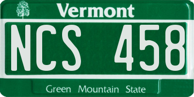 VT license plate NCS458