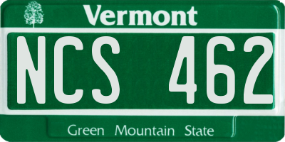 VT license plate NCS462