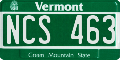 VT license plate NCS463