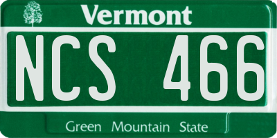 VT license plate NCS466