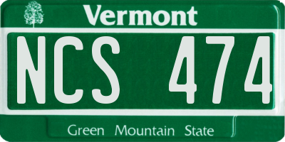 VT license plate NCS474