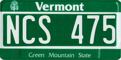 VT license plate NCS475