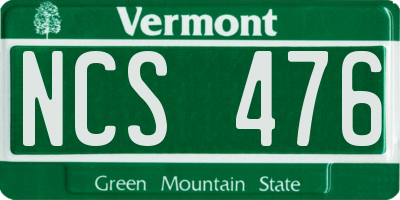 VT license plate NCS476
