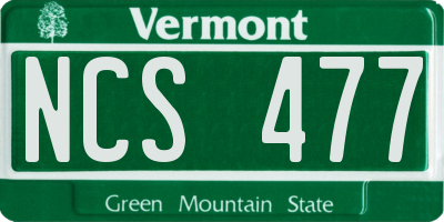 VT license plate NCS477