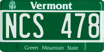 VT license plate NCS478