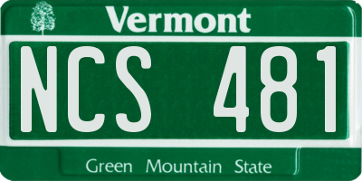 VT license plate NCS481