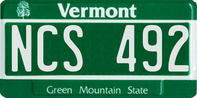 VT license plate NCS492