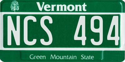 VT license plate NCS494