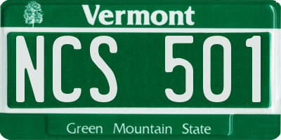 VT license plate NCS501