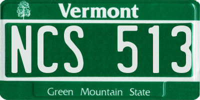 VT license plate NCS513