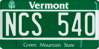 VT license plate NCS540