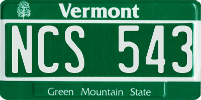 VT license plate NCS543