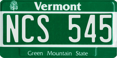 VT license plate NCS545