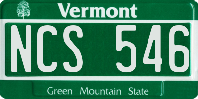 VT license plate NCS546