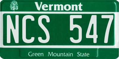 VT license plate NCS547